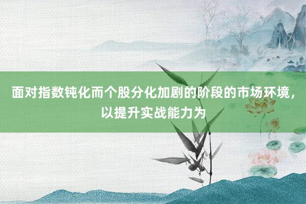面对指数钝化而个股分化加剧的阶段的市场环境，以提升实战能力为